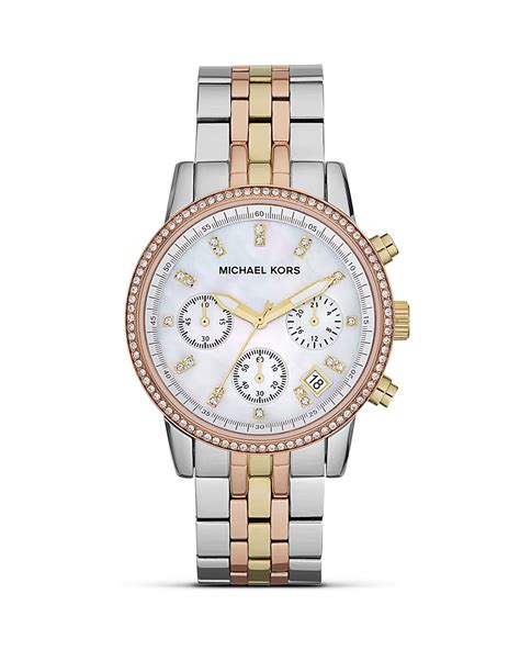 michael kors tri-tone glitz ritz watch|Michael Kors Women's Ritz Tri.